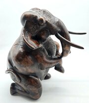 A Large Hand Carved Elephant Circa 1890