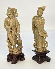 A Matched Pair Of Chinese Soapstone Figures C1900