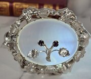 A Silver, Chalcedony And Amethyst Large Brooch