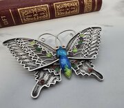 A Silver Filligree And Enamel Butterfly Brooch 