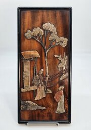Chinese Hand Carved Stone Framed Picture C1900
