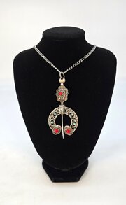  French Silver Ottoman Style Pendant And Chain