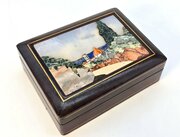 Italian Pietra Dura Leather Covered Box C1930
