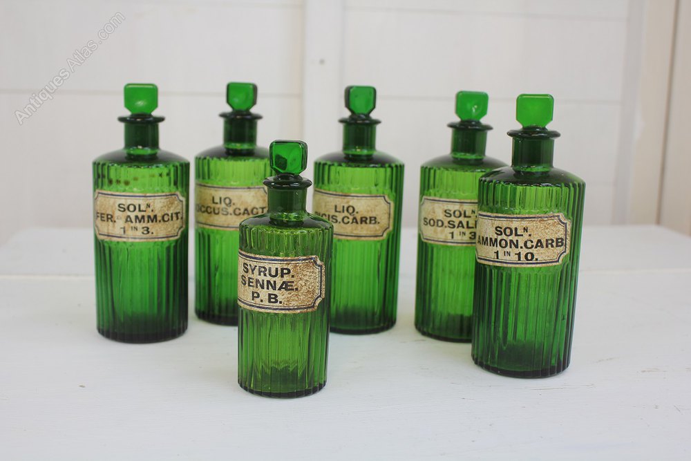 Antiques Atlas Six Green Apothecary Jars