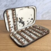 C Farlow  Co Ltd Black Japanned Fly Fishing Box
