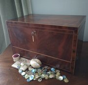 Late Georgian Flame Mahogany Sewing, Jewellery Box