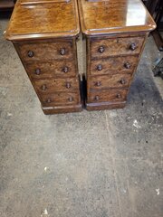 Very Nice Pair Of  Burr Walnut Bedside Chests