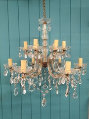 12 Arm Cut Glass Crystal Antique Chandelier 25"