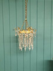 Antique Brass & Cut Glass Spike Chandelier 12"