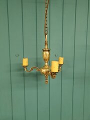 Antique Brass Chandelier Early 20th Century 14"