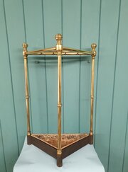 Antique Brass Corner Stick Stand 17"