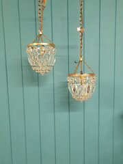 Antique Pair Of Prism  Bag Chandeliers 6"