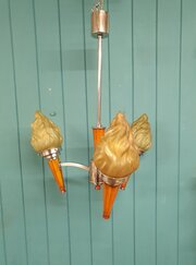 Art Deco Empire Torch 3 Light Chandelier 18"