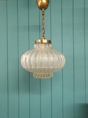  Brass & Moulded Glass Pendant Light 12"