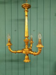C1900 Carved Giltwood Three Arm Chandelier