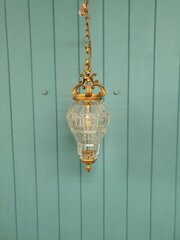 French Brass And Moulded Glass Lantern 7"
