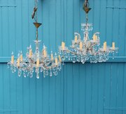 Matched Pair Of Twelve Arm Chandeliers  32"