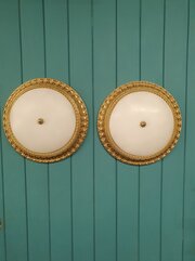 Pair Large Plafonnier Flush Ceiling Lights 16"