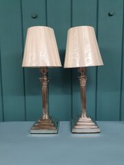 Pair Of Antique Silver Plated Lamps 4"