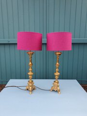 Pair Of Baroque Style Brass Candlesticks