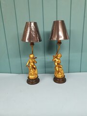 Pair Of Cherub Brass Table Lamps C1920