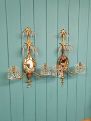  Pair Of Decorative Wall Lights With Mirror 13"