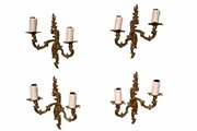Set Of Four Gilt Brass Louis XVI Style Wall Sconces