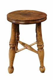 Antique Ash & Elm Three-Legged Country Stool Circa