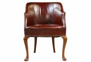 mahogany library chair in burgundy leather Antique Mahogany Library Chair in Burgundy Leather
