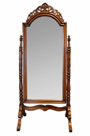 Decorative Italian Walnut Cheval Dressing Mirror