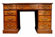Edwards & Roberts Inlaid Mahogany Pedestal Desk 