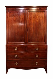 Fine George III Mahogany Linen Press, Circa 1800