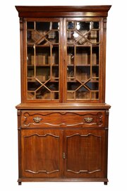 Fine Late Victorian Walnut Secretaire Bookcase