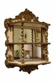 French Rococo Revival Painted & Gilt Wall Étagère