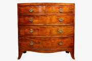 George IV Flame Mahogany Bow Front Chest Of Drawer