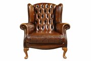 Mid20th Century Brown Leather Wing Chair with Wal