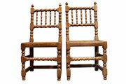 Pair Of 18th Century Oak Bobbin Turned Side Chairs