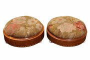 Pair Of Fine Victorian Inlaid Walnut Circular Foot