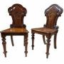 Pair of Victorian Mahogany Hall Chairs