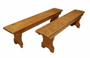 Pair Of Victorian Pitch Pine Benches, C.1870