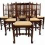 Set of 8 Oak Spindle Back Dining Chairs Including 