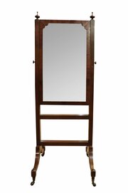 William IV Mahogany Cheval Mirror On Sabre Legs Wi