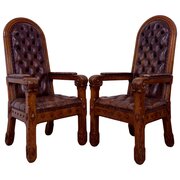 Pair of 19th Century Gothic Revival Oak Armchairs