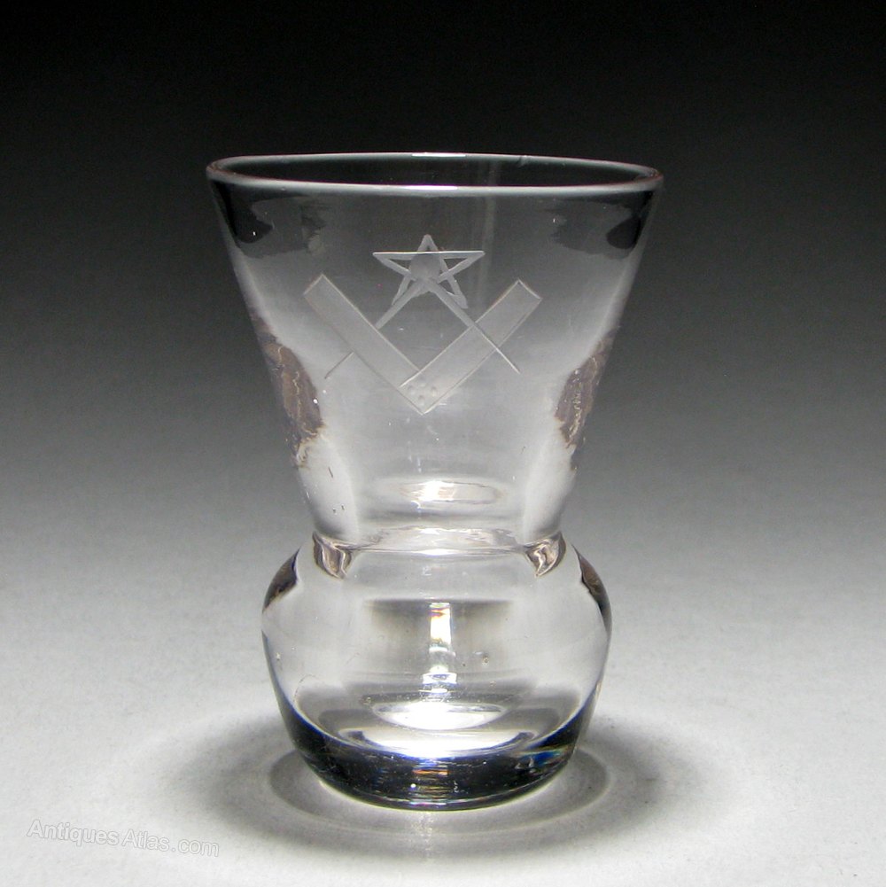 Antiques Atlas Masonic Engraved Hollow Base Firing Glass
