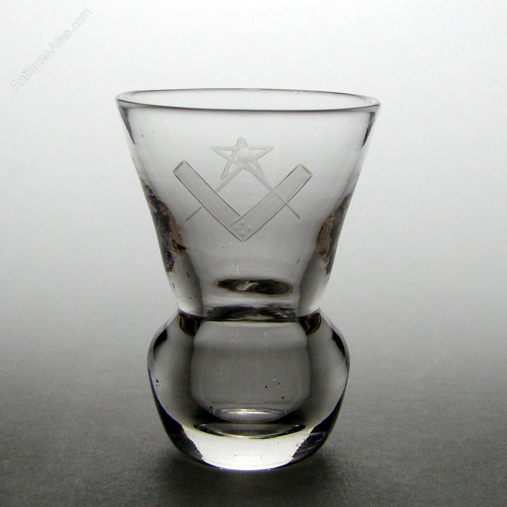 Antiques Atlas Masonic Engraved Hollow Base Firing Glass