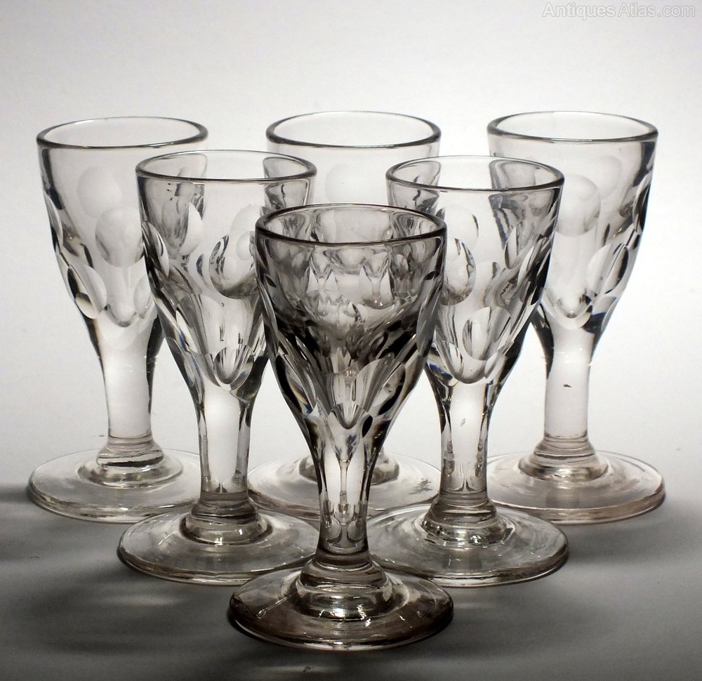 Antiques Atlas Six Victorian Penny Gin Glasses C1840