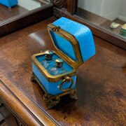 19th-century French Turquoise Glass Scent Casket
