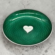 Ela Denmark Sterling Silver & Guilloché Green Enam