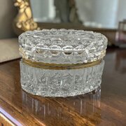 Vintage Crystal Cut Glass Jewellery Casket