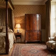 Figured Mahogany Tallboy Linen Press With Carved Detail